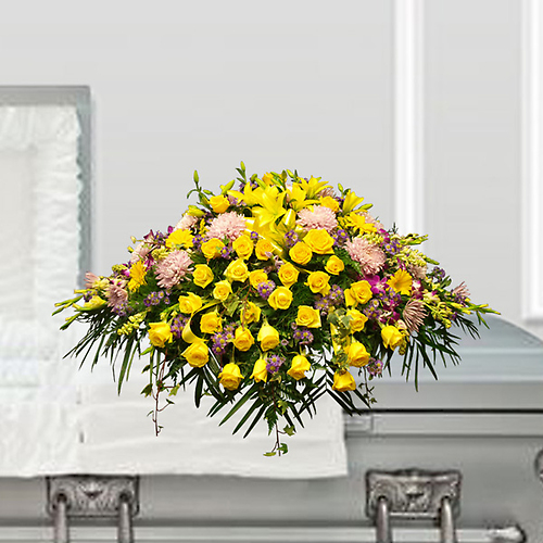 Yellow and Lavender Casket