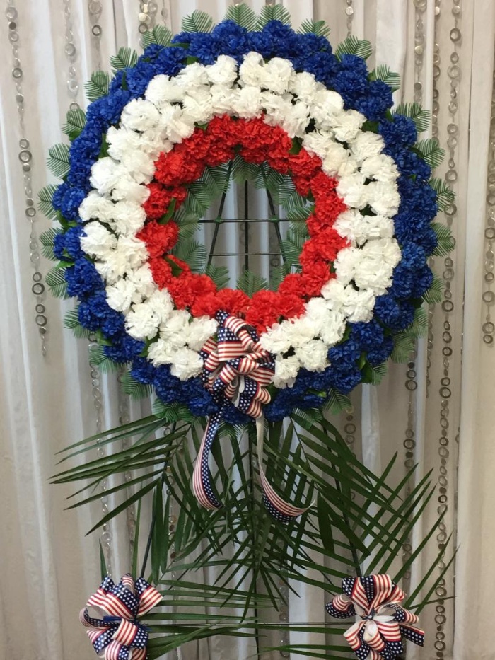 Artificial Red, White and Blue Wreath